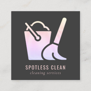 Reinigingsservice voor holografisch emmer-bakkamer vierkante visitekaartje