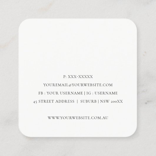 Reinigingsservice voor holografisch emmer-bakkamer vierkante visitekaartje (Achterkant)