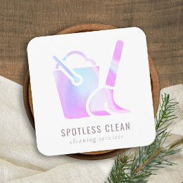 Reinigingsservice voor holografisch emmer-bakkamer vierkante visitekaartje