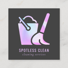 Reinigingsservice voor holografisch emmer-bakkamer vierkante visitekaartje