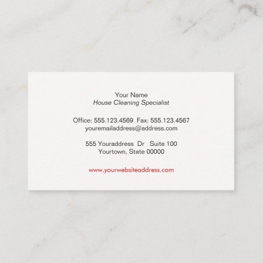 Reinigingsservice voor Retro grijs en rood Visitekaartje (Achterkant)