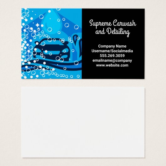 Reinigingsservice voor was op auto's | Bubbles Visitekaartje (Voorkant /achterkant)