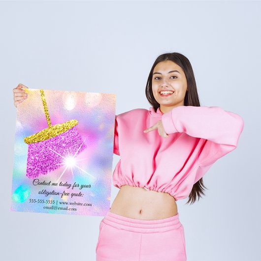 Reinigingsservicekamer Houding Holografen Roze Flyer