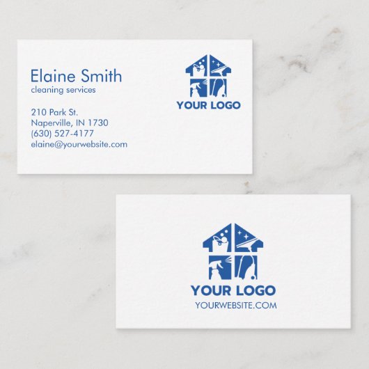 Reinigingsservices Aangepast Logo Eenvoudig klassi Visitekaartje (Voorkant / Achterkant)