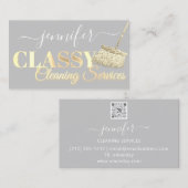 Reinigingsservices in grijs wit goud visitekaartje (Voorkant / Achterkant)