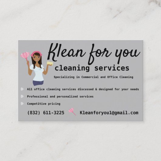 Reinigingsservices Licht grijze achtergrond Visitekaartje (Voorkant)