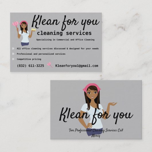 Reinigingsservices Licht grijze achtergrond Visitekaartje (Voorkant / Achterkant)