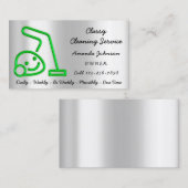 Reinigingsservices met een schoner vacuüm, groen L Visitekaartje (Voorkant / Achterkant)