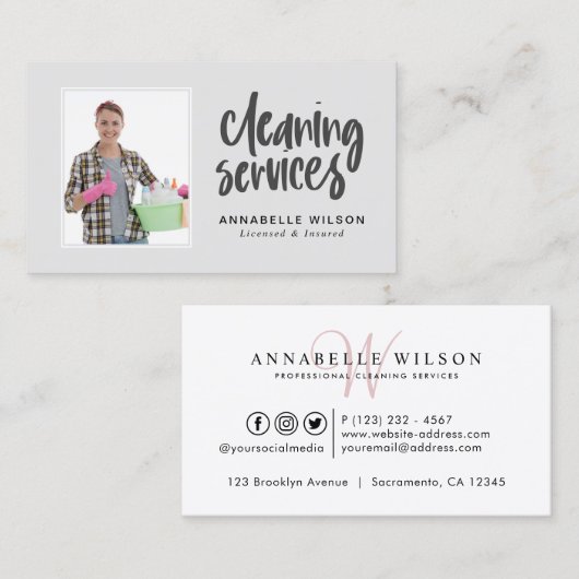Reinigingsservices Moderne foto Visitekaartje (Voorkant / Achterkant)