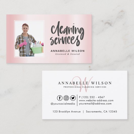Reinigingsservices Moderne foto Visitekaartje (Voorkant / Achterkant)