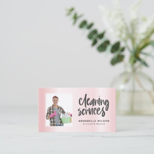 Reinigingsservices Moderne foto Visitekaartje (Staand voorkant)