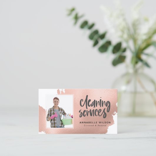Reinigingsservices Moderne foto Visitekaartje (Staand voorkant)