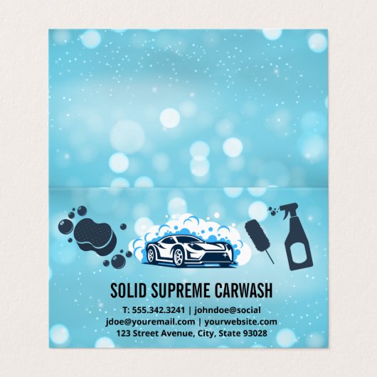 Reinigingsservices voor auto's visitekaartje (Buitenkant ongevouwen)