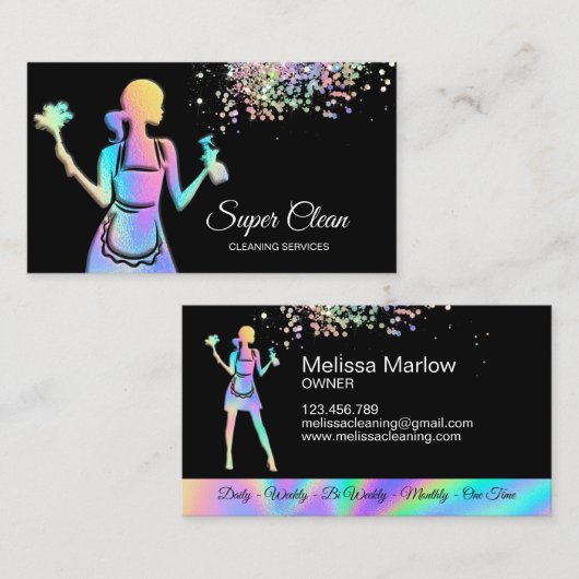 Reinigingsservices voor holografisch vormig schoon visitekaartje (Voorkant / Achterkant)