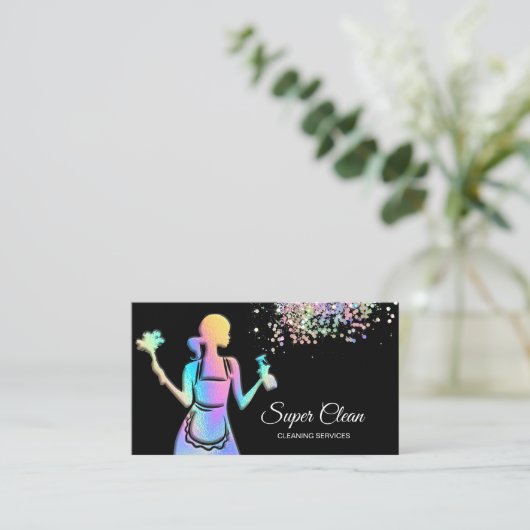 Reinigingsservices voor holografisch vormig schoon visitekaartje (Staand voorkant)