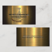 Reinigingsspray Logo | Goud Metallic Brushed Visitekaartje (Voorkant / Achterkant)