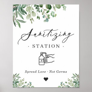 Reinigingsstation Bord Groene Eucalyptusbladeren Poster