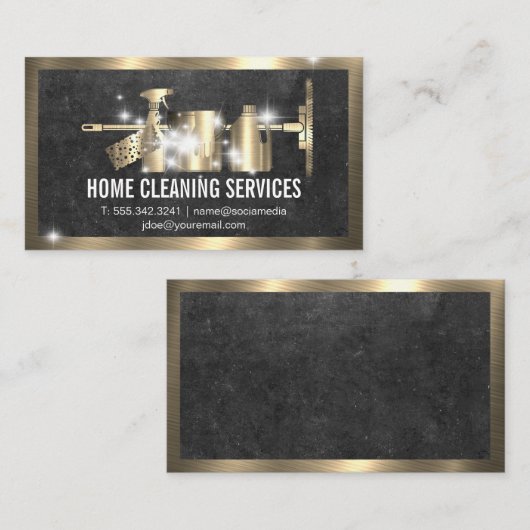 Reinigingstoestellen | Goud metaal | Sparkle Shine Visitekaartje (Voorkant / Achterkant)