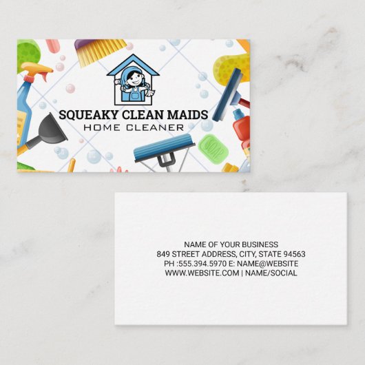 Reinigingstoestellen | Maïde Logo Visitekaartje (Voorkant / Achterkant)