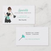 Reinigingsvaste servicekarakter voor doetherduster visitekaartje (Voorkant / Achterkant)