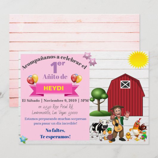 REINO INFANTIL INVITACION-SPAANS KAART (Voorkant / Achterkant)