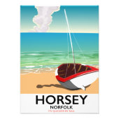 Reiposter van Horsey Norfolk Beach Foto Afdruk (Voorkant)