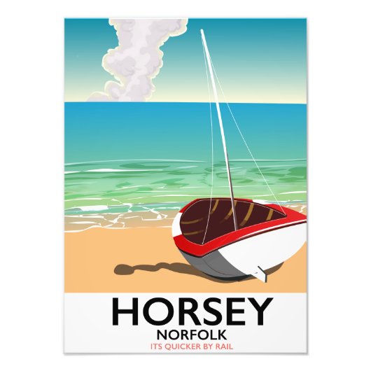 Reiposter van Horsey Norfolk Beach Foto Afdruk (Voorkant)