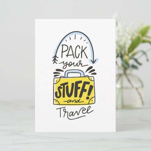 Reis Art en pak je spullen en reis Save The Date (Staand voorkant)