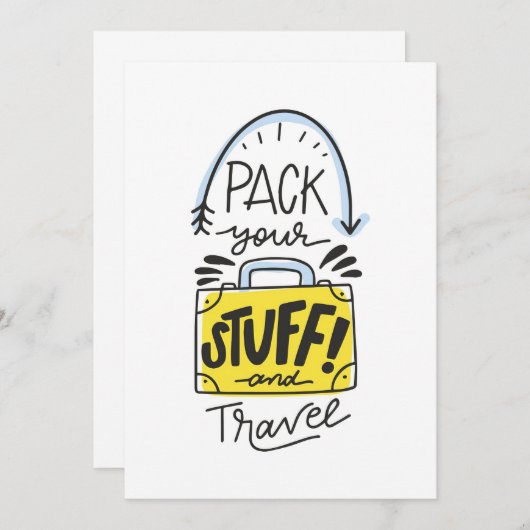 Reis Art en pak je spullen en reis Save The Date (Voorkant / Achterkant)