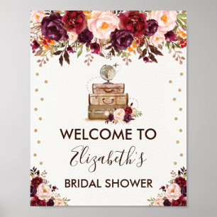 Reis Avontuur Bruidsuitnodiging Rustieke Bloemen Poster