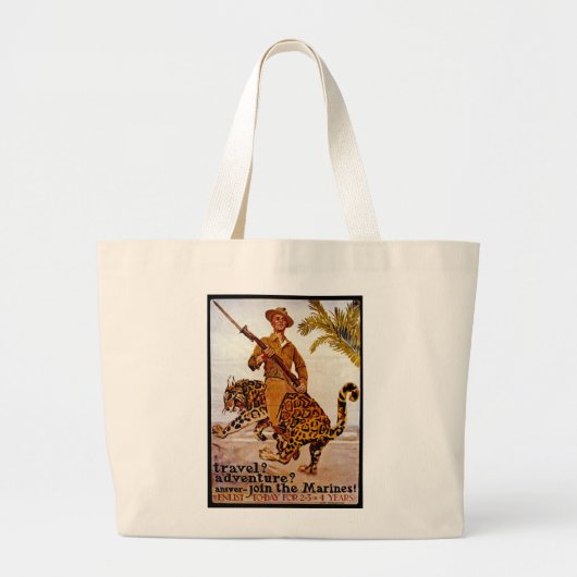 Reis? Avontuur? Doe mee met de mariniers. Grote Tote Bag (Voorkant)