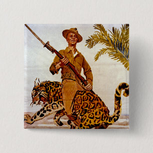 Reis? Avontuur? Doe mee met de mariniers. Vierkante Button 5,1 Cm