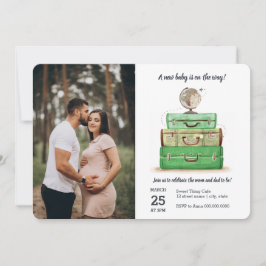 Reis Baby shower Green Waterverf Suitcase Kaart