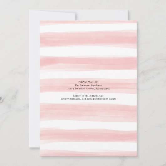 Reis Baby shower per post Pink Blush Navy Floral Kaart (Achterkant)