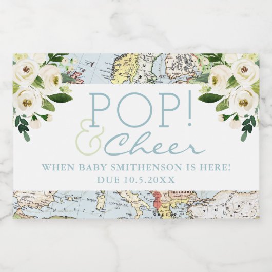 Reis Baby shower Pop Cheer Mini Fles of Sparkling Wijnetiket (Enkel label)