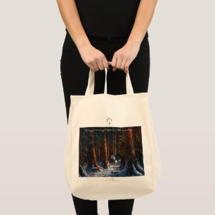 Reis begint - fantasieboslandschapskunst tote bag