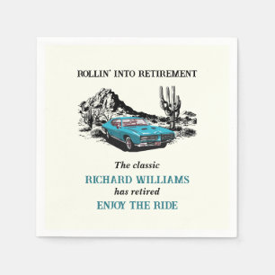 Reis bij pensionering oldtimer woestijnfeest servet