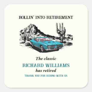 Reis bij pensionering Oude auto Woestijnfeest Vierkante Sticker
