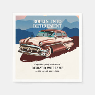 Reis bij pensionering Retro thema oldtimer Servet