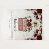 Reis Bourgondië Blush Bloem Bruids Shower Welkom Wandkleed (Voorkant (horizontaal))