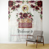 Reis Bourgondië Blush Bloemige Bruiloftswelkom Wandkleed (In situ)
