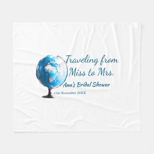 Reis bruidsfeest voeg naam datum mevrouw toe fleece deken (Voorkant (Horizontaal))