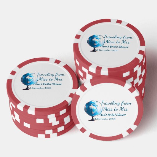 Reis bruidsfeest voeg naam datum toe miss to mevro poker chips (Opstapeling)