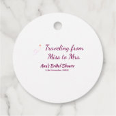 Reis bruidsfeest voeg naam datum toe miss tot Mrs  Bedankjes Labels (Achterkant)