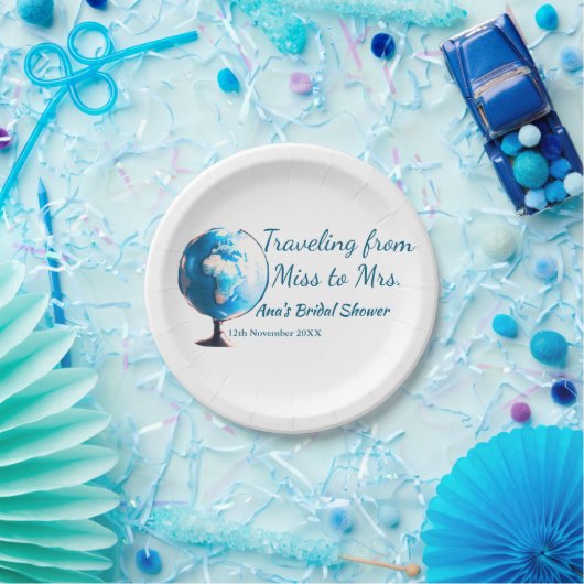 Reis bruidsfeest voeg naam datum toe om mevrouw te papieren bordje (Feest)
