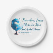 Reis bruidsfeest voeg naam datum toe om mevrouw te papieren bordje (Voorkant)