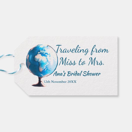 Reis bruidsfeest voeg naam datum toe van juffrouw cadeaulabel (Achterkant Horizontaal)