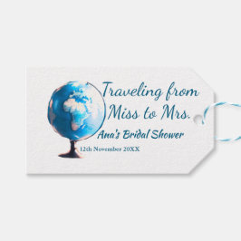 Reis bruidsfeest voeg naam datum toe van juffrouw  cadeaulabel