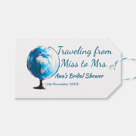 Reis bruidsfeest voeg naam datum toe van juffrouw  cadeaulabel (Voorkant (Horizontaal))