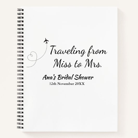 Reis bruidsfeest voeg naam datum toe van juffrouw  notitieboek (Voorkant)